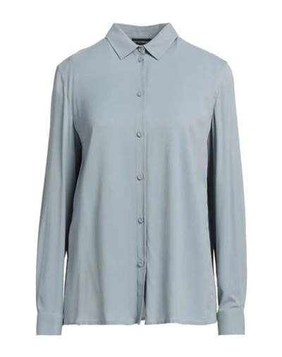 Shop Emporio Armani Woman Shirt Pastel Blue Size 14 Acetate, Silk, Elastane
