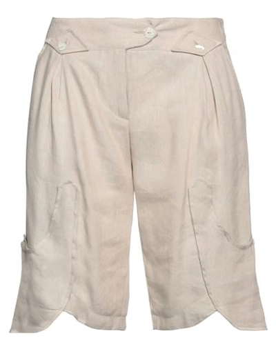 Shop Capalbio Woman Shorts & Bermuda Shorts Beige Size 6 Linen, Viscose