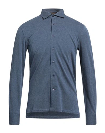 Shop Doriani Man Shirt Navy Blue Size S Cotton, Cashmere