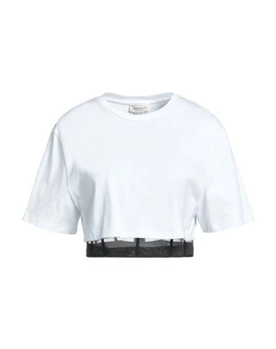 Shop Alexander Mcqueen Woman T-shirt White Size 8 Cotton, Polyamide