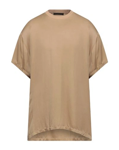 Shop Fear Of God Man T-shirt Camel Size 42 Viscose In Beige