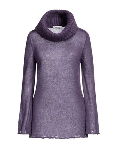 Shop Aglini Woman Turtleneck Dark Purple Size 6 Mohair Wool, Polyamide, Wool, Textile Fibers