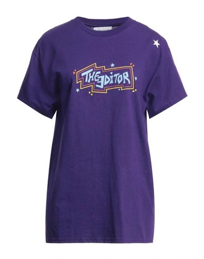 Shop The Editor Man T-shirt Purple Size Xxl Cotton