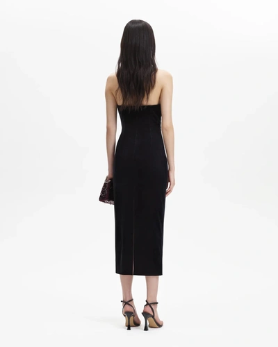 Shop Self-portrait Black Velvet Strapless Midi Dress