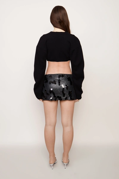 Shop Danielle Guizio Ny Low Rise Paillette Skirt In Matte Black