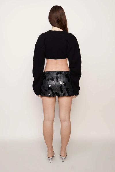 Danielle Guizio Ny Low Rise Paillette Skirt In Matte Black