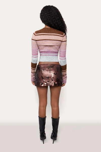 Danielle Guizio Ny Low Rise Paillette Skirt In Chocolate Brown