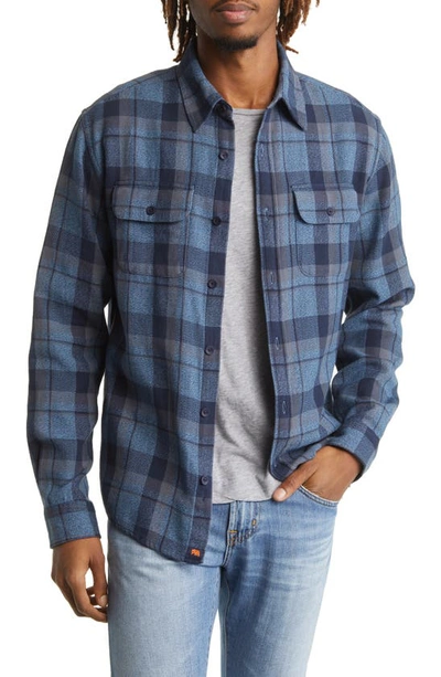 Shop The Normal Brand Mountain Regular Fit Flannel Button-up Shirt In Double Blue Plaid