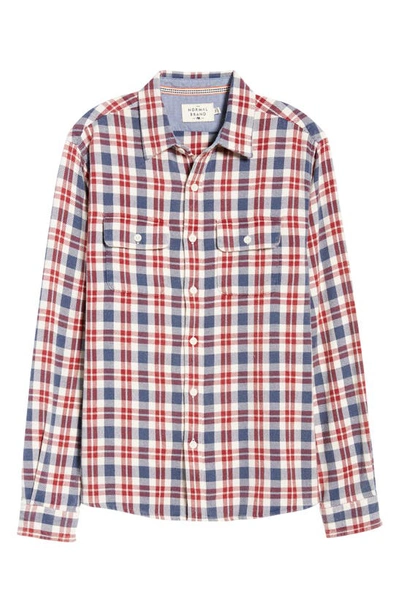 Shop The Normal Brand Mountain Regular Fit Flannel Button-up Shirt In White Plaid