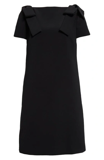 Shop Carolina Herrera Bow Detail Bateau Neck Shift Dress In Black