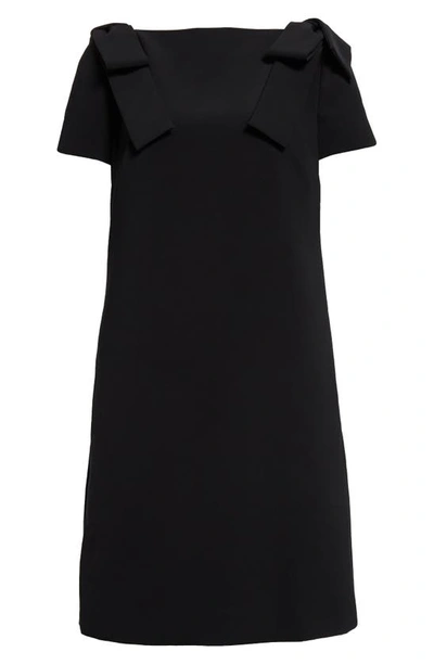 Carolina Herrera Bow Detail Bateau Neck Shift Dress In Black