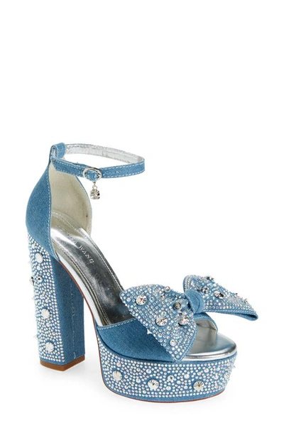 Shop Azalea Wang Chalini Denim Ankle Platform Sandal In Blue