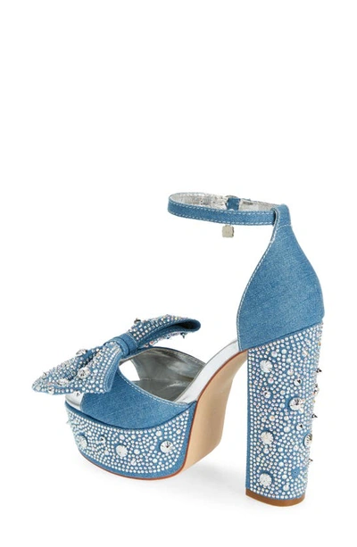 Shop Azalea Wang Chalini Denim Ankle Platform Sandal In Blue