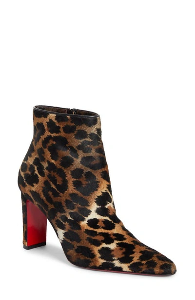 Shop Christian Louboutin Suprabooty Pointed Toe Genuine Calf Hair Bootie In Bw1f Brown