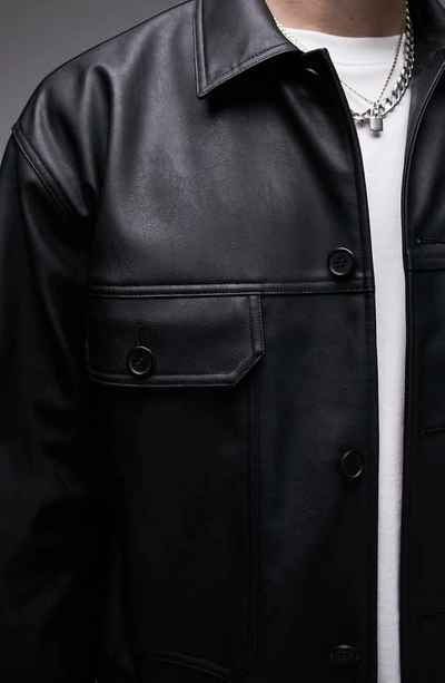 Shop Topman Faux Leather Western Jacket In Black