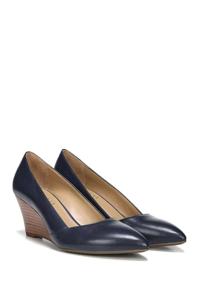 Shop Franco Sarto Frankie Leather Wedge Pump In Midnight Blue