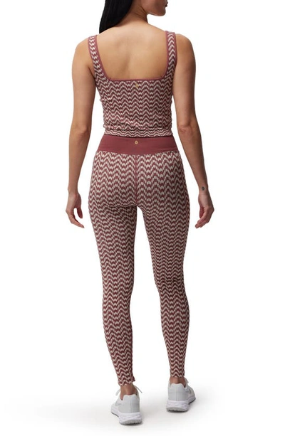 Shop Spiritual Gangster Athena Seamless Jacquard Rib Crop Top In Canyon Geo Burgundy