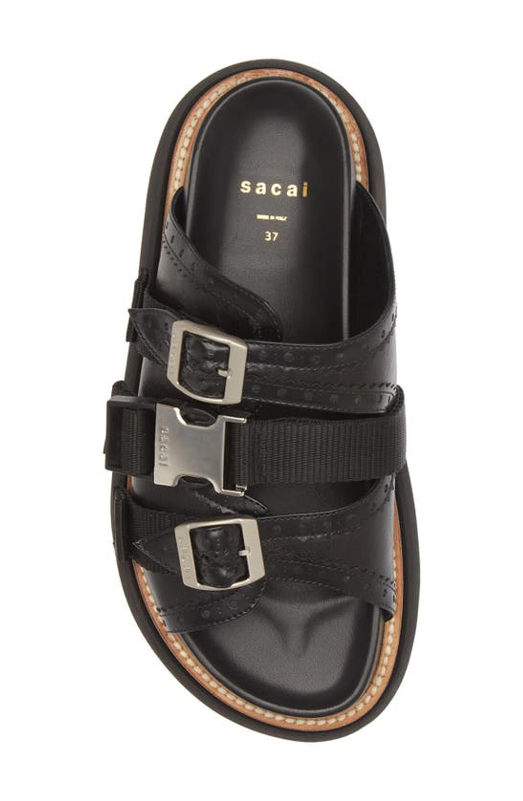 Sacai Buckled Leather Platform Sandals In Black | ModeSens Sacai Buckled Leather Platform Sandals In Black | ModeSens