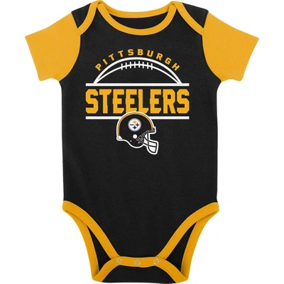 Shop Outerstuff Newborn & Infant Black/gold Pittsburgh Steelers Home Field Advantage Three-piece Bodysuit, Bib & Boo
