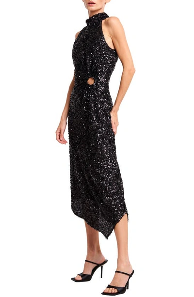 Shop Ciebon Signy Sequin Asymmetric Gown In Black