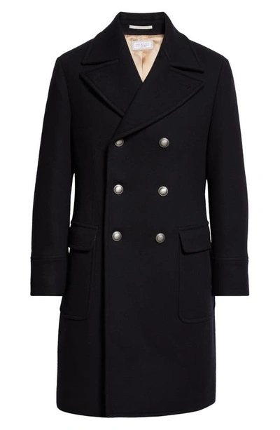 Shop Brunello Cucinelli Double Breasted Wool & Cashmere Topcoat In C002-black