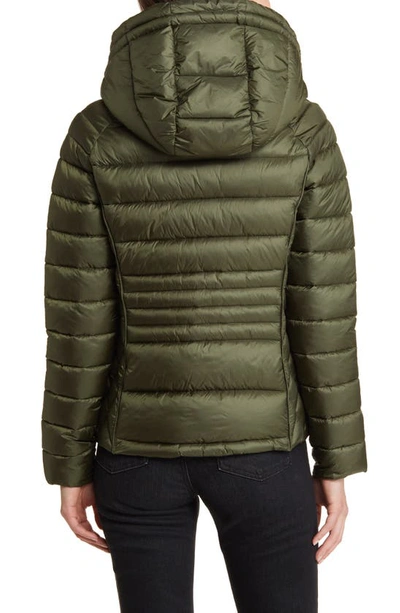 Shop Michael Kors Lightweight Hooded Puffer Jacket In Jade
