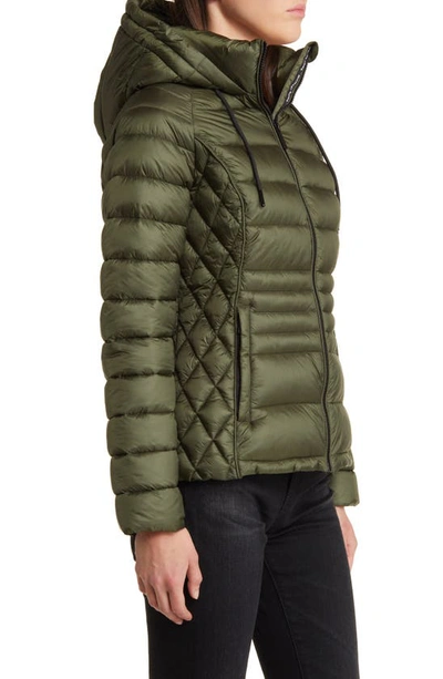 Shop Michael Kors Lightweight Hooded Puffer Jacket In Jade