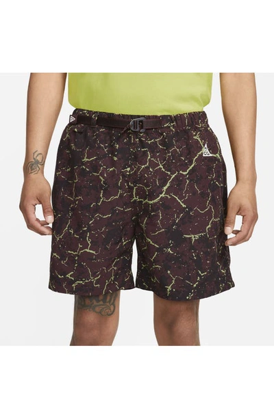 Shop Nike Acg Print Water Repellent Nylon Trail Shorts In Earth/ Summit White