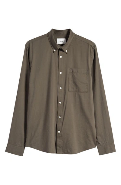 Nn07 Arne 5655 Button Down Shirt In Dark Army