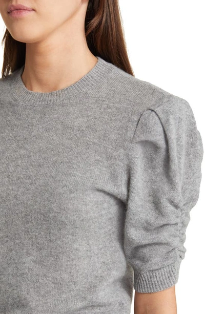 Shop Frame Ruched Sleeve Recycled Cashmere & Wool Sweater In Gris Heather