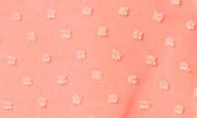 Gibsonlook Pin Dot Smocked Detail V-neck Blouse In Coral