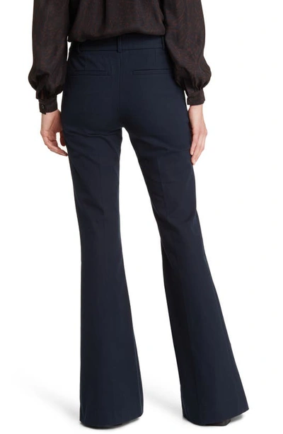Shop Frame Le High Waist Slit Front Flare Trousers In Navy