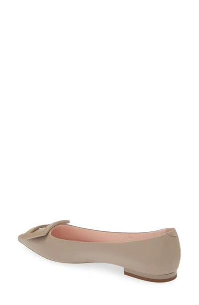 Shop Roger Vivier Gommettine Buckle Pointed Toe Flat In Beige