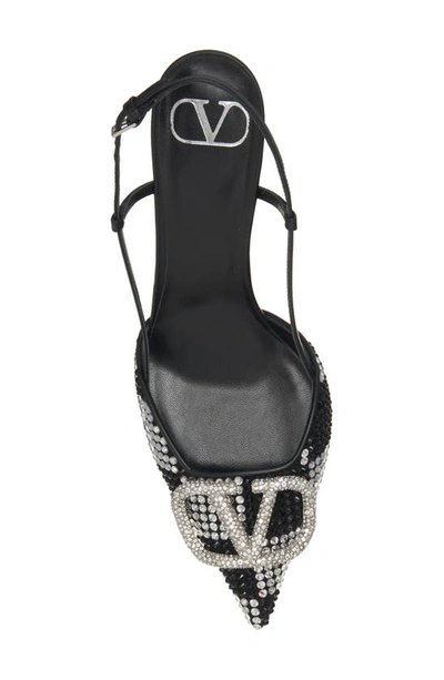 Shop Valentino Vlogo Signature Crystal Embellished Slingback Pump In Zrn Jet/ Crystal/ Nero