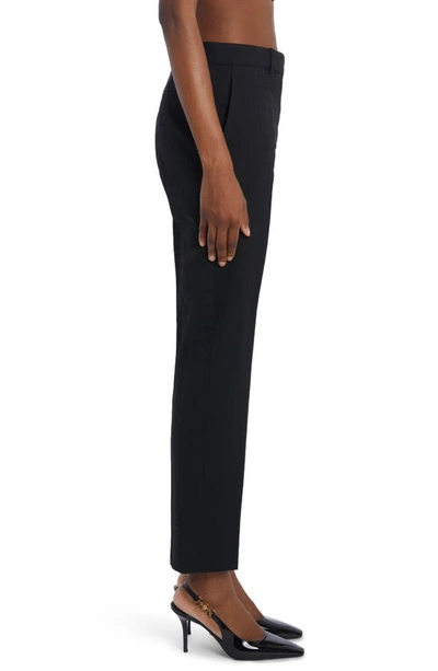 Shop Versace Charm Detail Virgin Wool Straight Leg Pants In Black