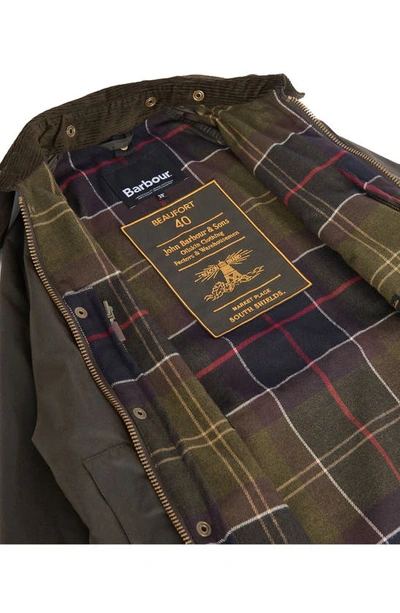 Shop Barbour Beaufort 40th Anniversary Wax Jacket In Olive