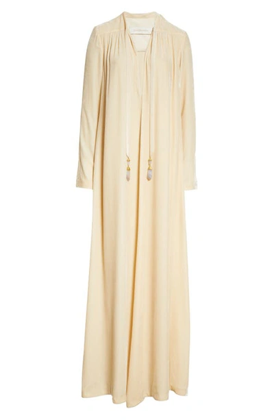 Shop Zimmermann Lyrical Long Sleeve Relaxed Velvet Dress In Macadamia