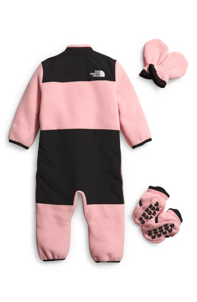 Shop The North Face Denali Fleece Romper, Mittens & Booties Set In Shady Rose