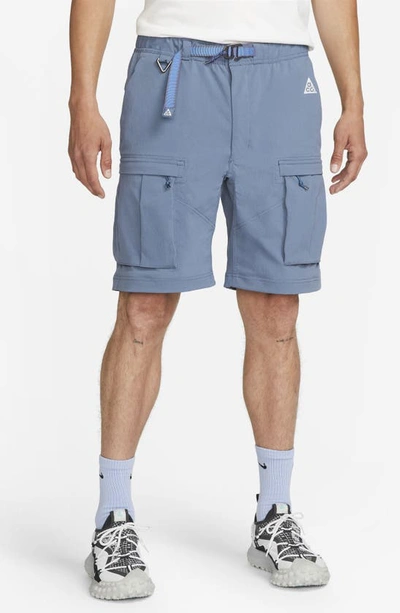 Shop Nike Acg Smith Summit Convertible Cargo Pants In Diffused Blue/ Light Blue