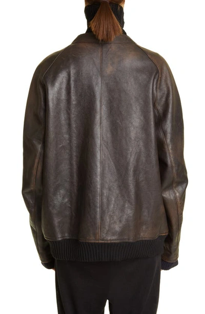 Shop The Row Kengia Leather Jacket In Brown