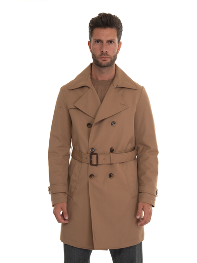 Shop Canali Double-breasted Dust Coat In Camelhair