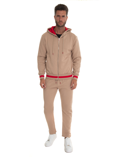 Shop Kiton Sports Tracksuit In Beige