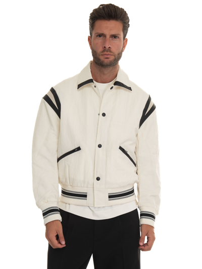 Shop Emporio Armani Bomber Jacket In White