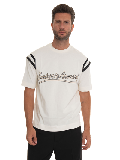 Shop Emporio Armani Round-necked T-shirt In White