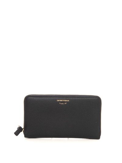 Shop Emporio Armani Zip Around Wallet In Black