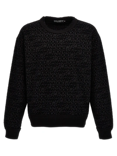 Shop Dolce & Gabbana All Over Logo Sweatshirt Black
