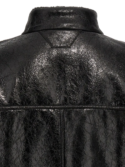 Shop Salvatore Santoro Craclè Leather Jacket Casual Jackets, Parka Black