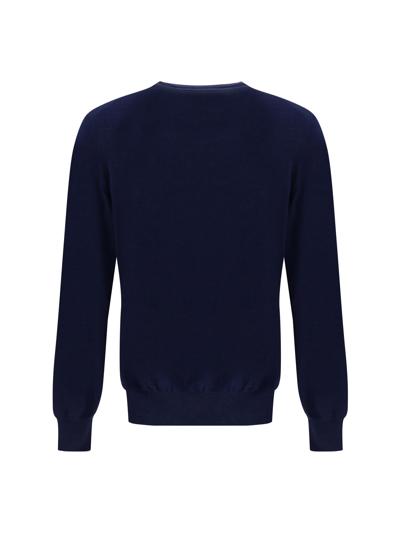 Brunello Cucinelli Men Ultrafine Virgin Wool Sweater In Blue
