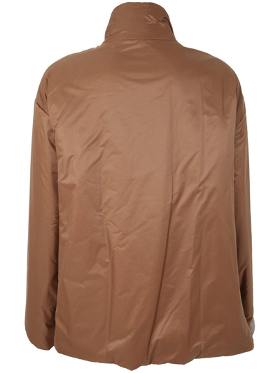 Shop Max Mara The Cube Zip-up Long-sleeved Jacket In Brown