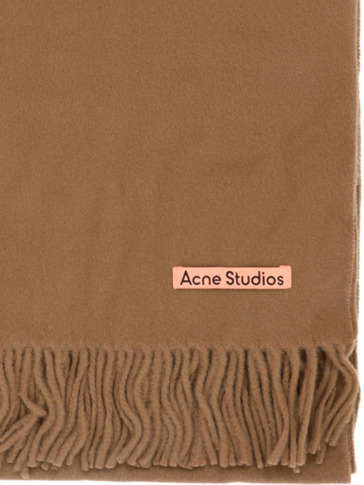 Shop Acne Studios Logo Patch Scarf In Caramel Brown